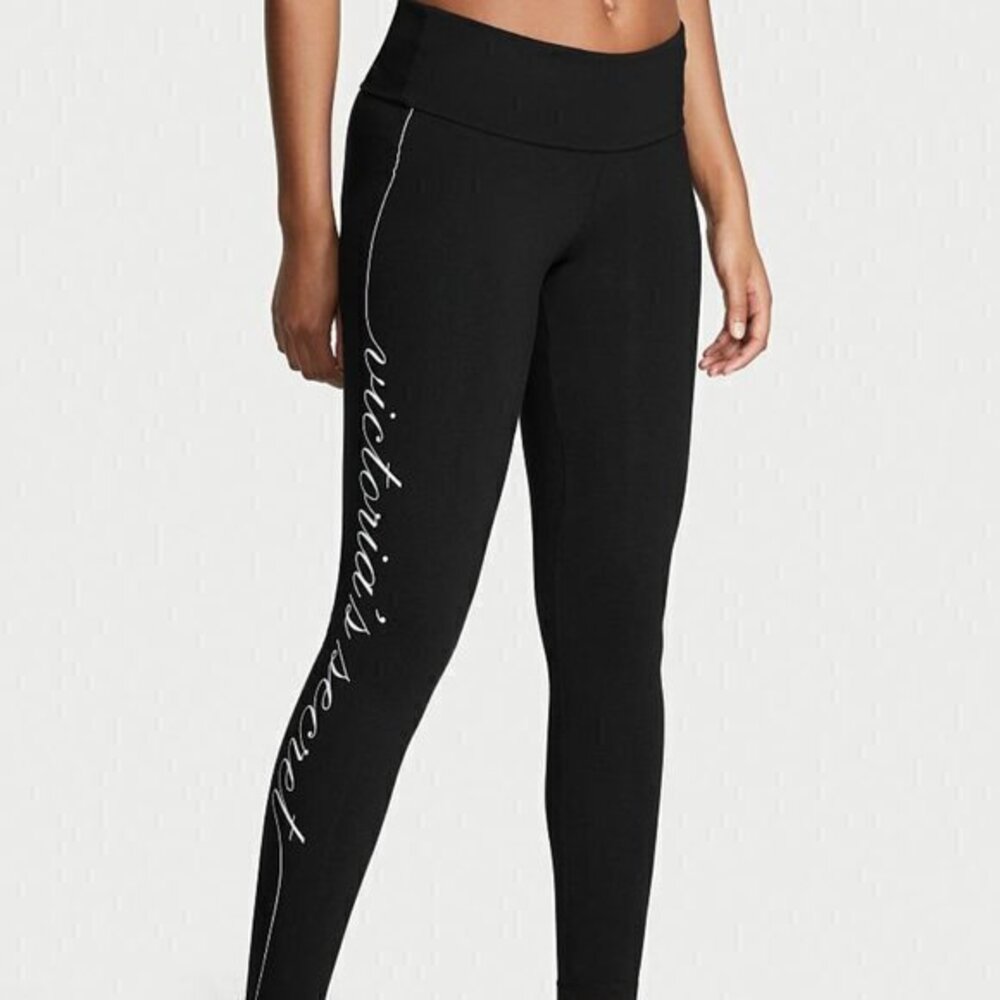 Victoria Secret PINK Yoga leggings Meduim fold over black pants
